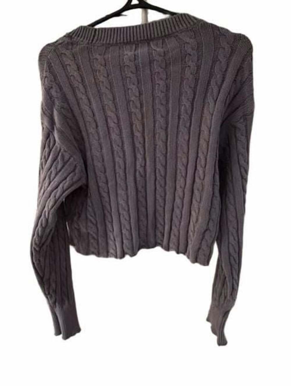 Sincerely Jules Women's Gray 100% Cotton Cable Knit Crewneck Pullover Sweater Si